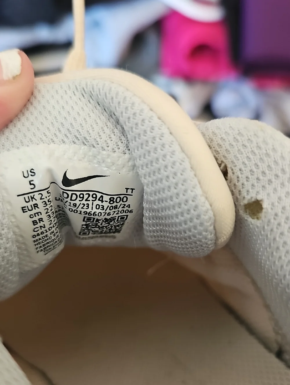 Nike Women's Athletic Shoes - Beige with Purple Swoosh - Picture 4 of 5